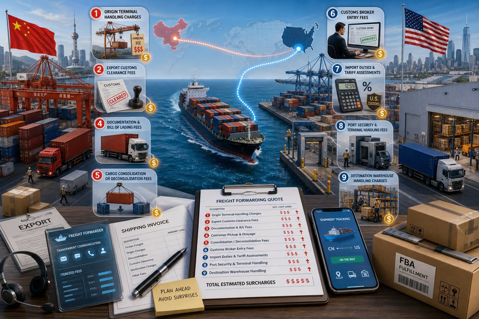 China to USA Freight Forwarding: 9 Hidden Costs First-Time Importers Miss